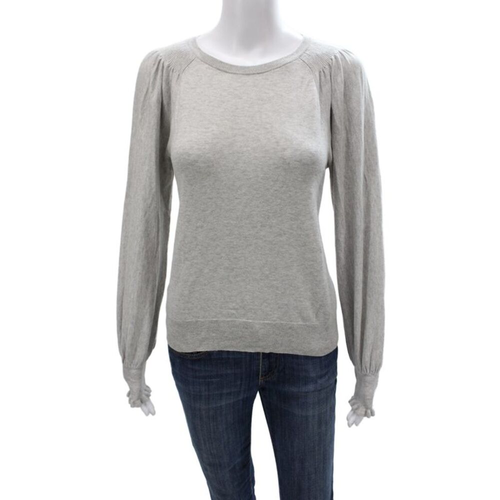 Joie Womens Gray Cotton Pullover Sweater Crew Neck Long Sleeve Size S